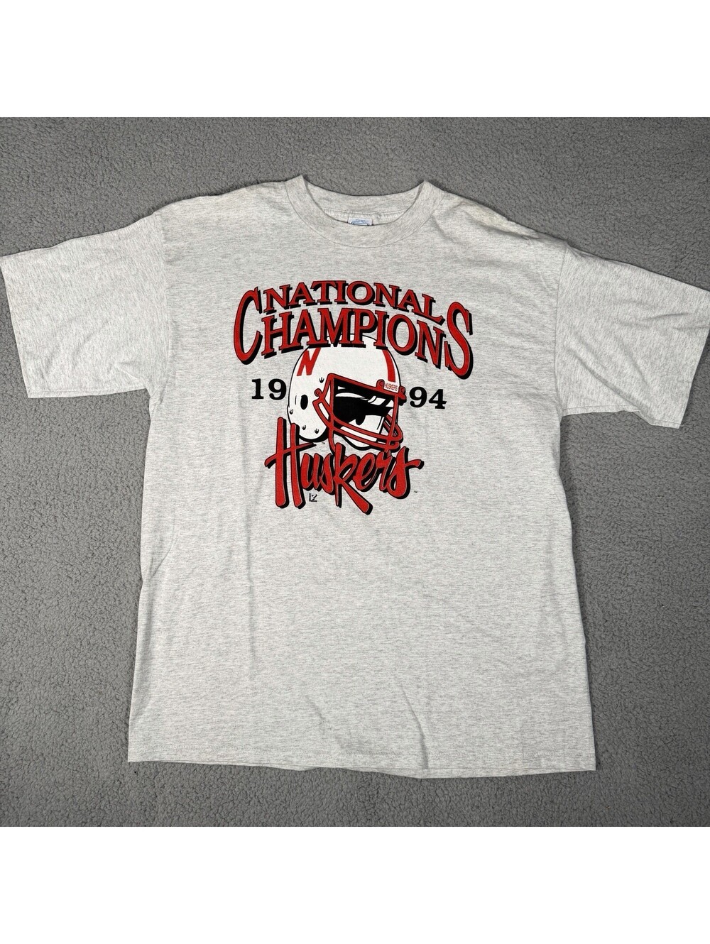 Nebraska Huskers National Champions XL T-Shirt Gray 1994 Vintage 90s Made in USA